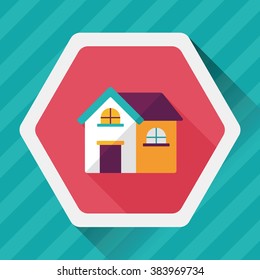 Building house flat icon with long shadow,eps10
