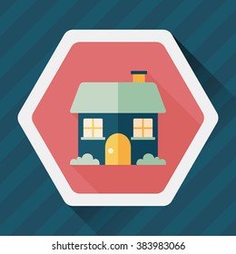 Building house flat icon with long shadow,eps10
