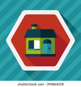 Building house flat icon with long shadow,eps10