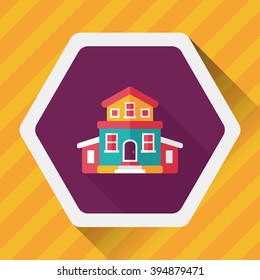 Building house flat icon with long shadow,eps10