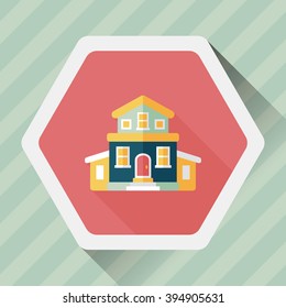 Building house flat icon with long shadow,eps10