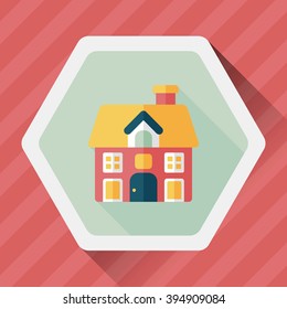 Building house flat icon with long shadow,eps10