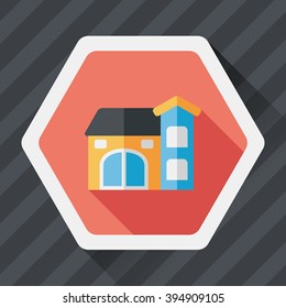 Building house flat icon with long shadow,eps10