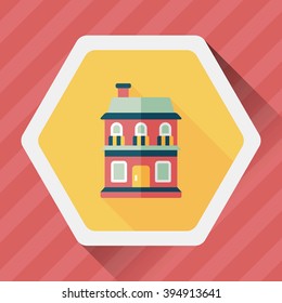 Building house flat icon with long shadow,eps10
