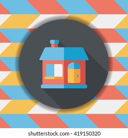 Building house flat icon with long shadow,eps10