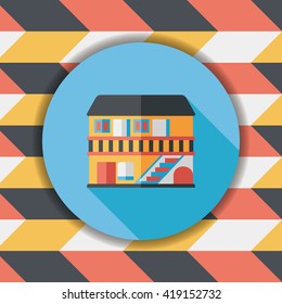 Building house flat icon with long shadow,eps10