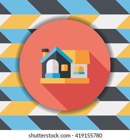 Building house flat icon with long shadow,eps10