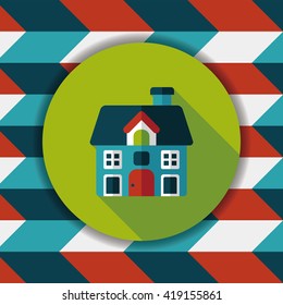 Building house flat icon with long shadow,eps10