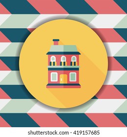 Building house flat icon with long shadow,eps10