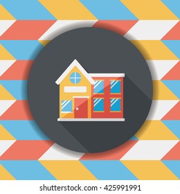 Building house flat icon with long shadow,eps10