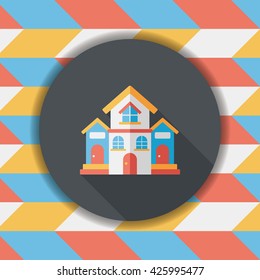 Building house flat icon with long shadow,eps10