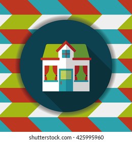 Building house flat icon with long shadow,eps10