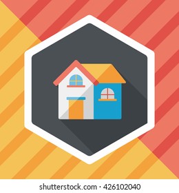 Building house flat icon with long shadow,eps10