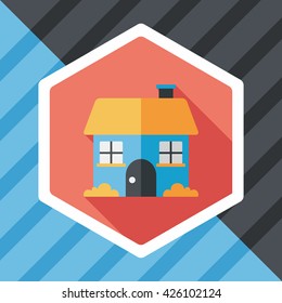 Building house flat icon with long shadow,eps10