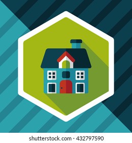 Building house flat icon with long shadow,eps10