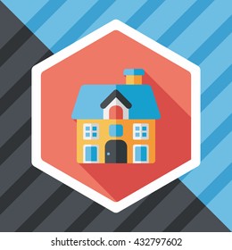 Building house flat icon with long shadow,eps10