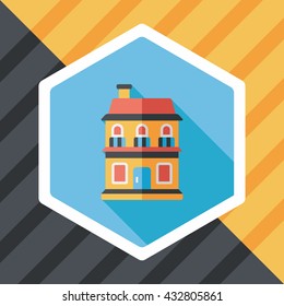 Building house flat icon with long shadow,eps10