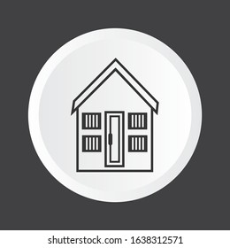 Building house flat line icon on gray background