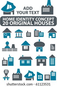 building, house, home, city, urban, real estate, suburb, downtown, cityscape, skyscraper, architecture, construction, residential icons, signs concept vector
