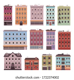 Building house home real estate isolated set. Vector flat graphic design cartoon illustration