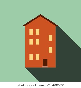 Building house icon with long shadow, Flat design, vector illustration EPS10 Building house icon with long shadow, Flat design, vector illustration EPS10