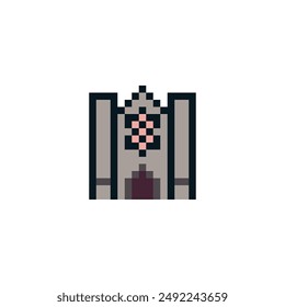 Building house icon pixel art style, home, isolated on white, vector graphic illustration. Design for stickers, logo, web and mobile app.