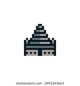 Building house icon pixel art style, home, isolated on white, vector graphic illustration. Design for stickers, logo, web and mobile app.