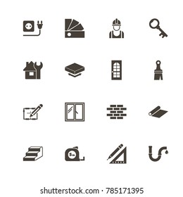 Building House icons. Perfect black pictogram on white background. Flat simple vector icon.