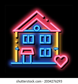 Building House Living Home neon light sign vector. Glowing bright icon transparent symbol illustration