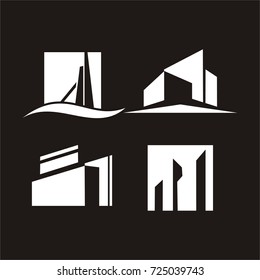 Building or house logo design template vector in black background