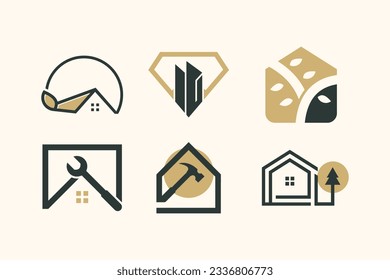 Building and house logo design vector collection with unique element idea