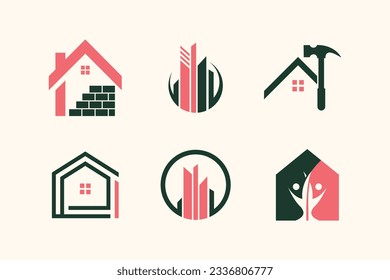 Colección vectorial de diseño del logo de la casa y construcción con idea de elemento único