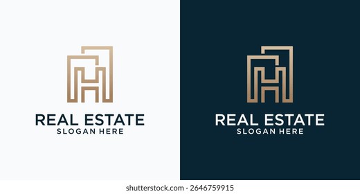 building and house logo with letter H. Apartment logo. H letter logo with luxury building.
