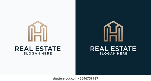 building and house logo with letter H. Apartment logo. H letter logo with luxury building.