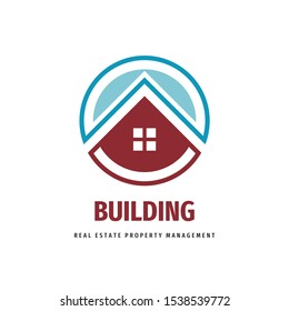Building house logo template design. Real estate sign. Property management symbol. Vector illustration.