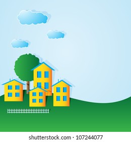 Building a house on a hill with a natural and sky.