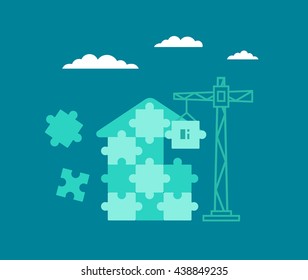 Building house from the particles of puzzles