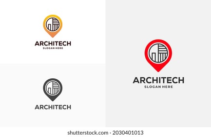 Building House Point Logo designs concept vector, Construction Logo template symbol icon, Real Estate logo symbol