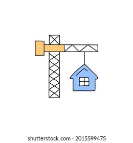 Building house, renovation house icon in color icon, isolated on white background 