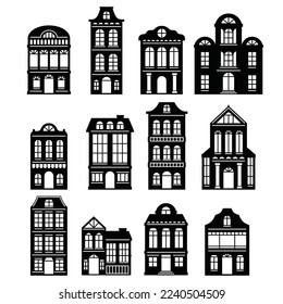 building house silhouette bundle monochrome 