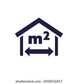 building, house size icon, pictogram on white