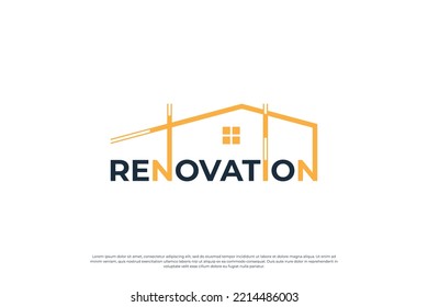 Building house structure logo design with typography art vector.