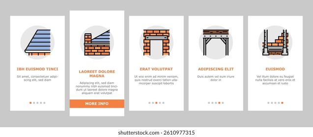 building house structure onboarding mobile vector. advertisement marketing, promotion banner, communication social, internet digital building house structure Illustration