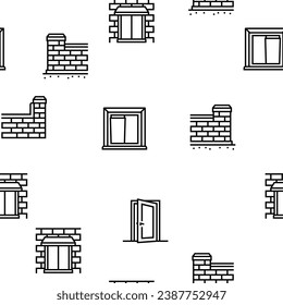 building house structure vector seamless pattern thin line illustration