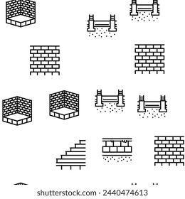 building house structure vector seamless pattern thin line illustration