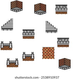 building house structure vector seamless pattern thin line illustration