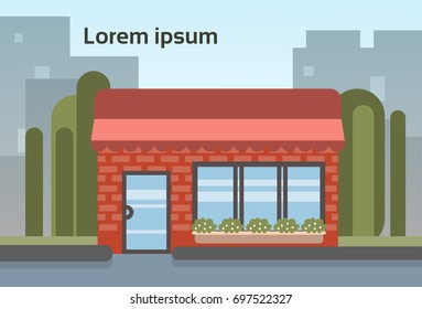 Building House Town View Silhouette Skyline Background Flat Vector Illustration