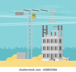 Building a house. Vector flat illustration.