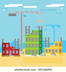 Building a house. Vector flat illustration.