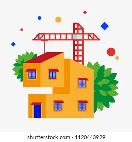 Building a house. Vector illustration. Separate objects. Isolate.